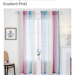 Gradient Sheer Curtains in Pink, Blue, Beige 2 Pairs Total 4 Panels 95"L X 52